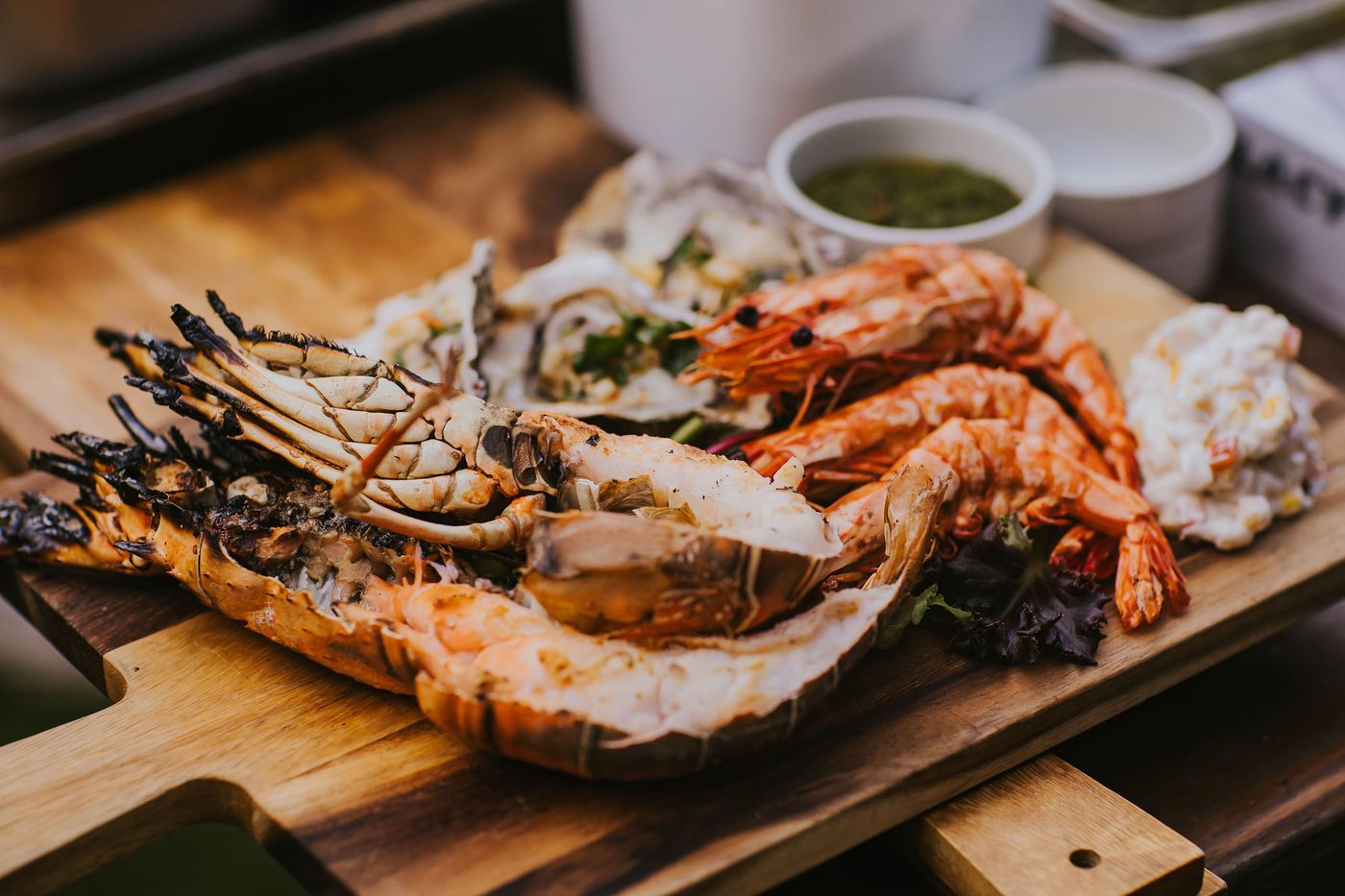 Grilled seafood platter from the Garden Grill Out at Wildseed Bar, The Summerhouse
