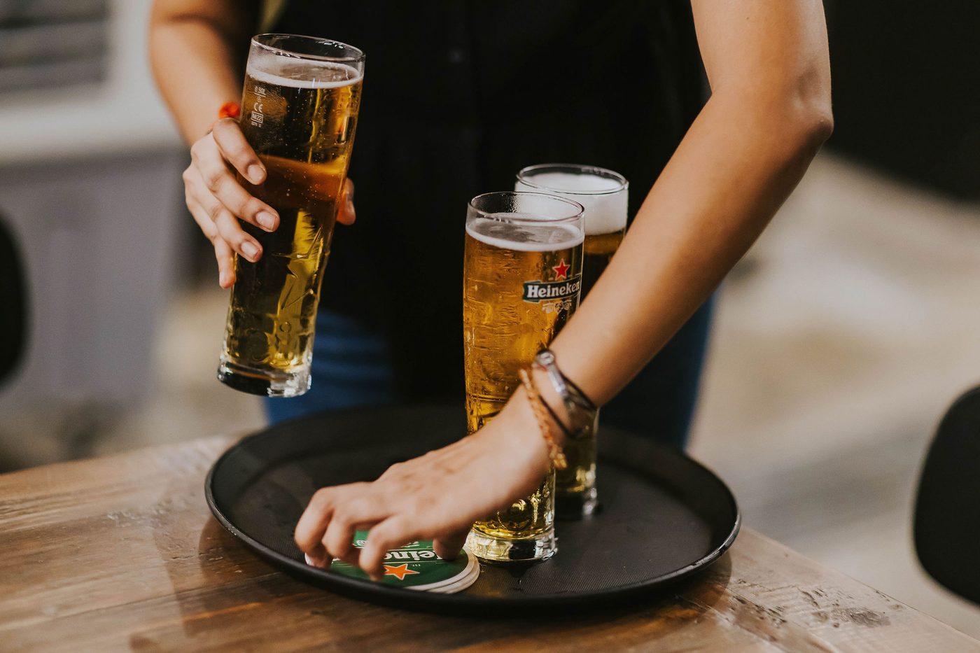 Draught beers being served at Wildseed Bar, The Summerhouse Seletar